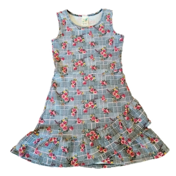 Lily Bleu Sleeveless Floral Dress With Ruffled Hem Size 10 Girl - Picture 1 of 7
